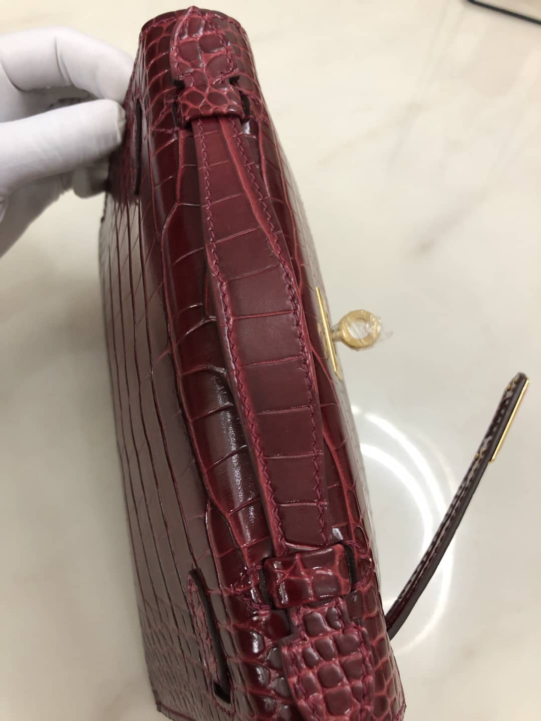 H**me5 Kelly Dupe 22CM Crocodile Shiny Replica Bag