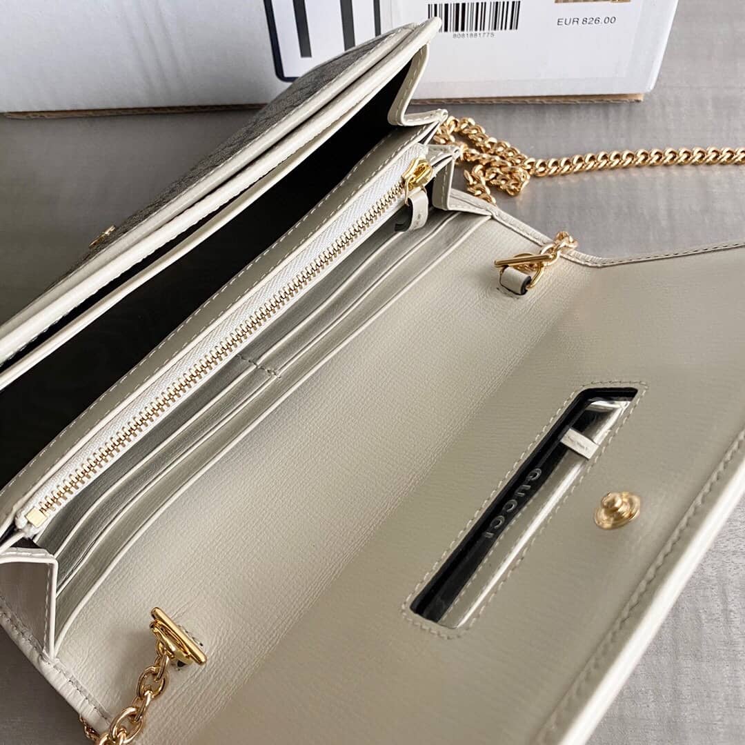 Gvc*1 Horsebit 1955 Zip Around Wallet With Chain Replica White 621888