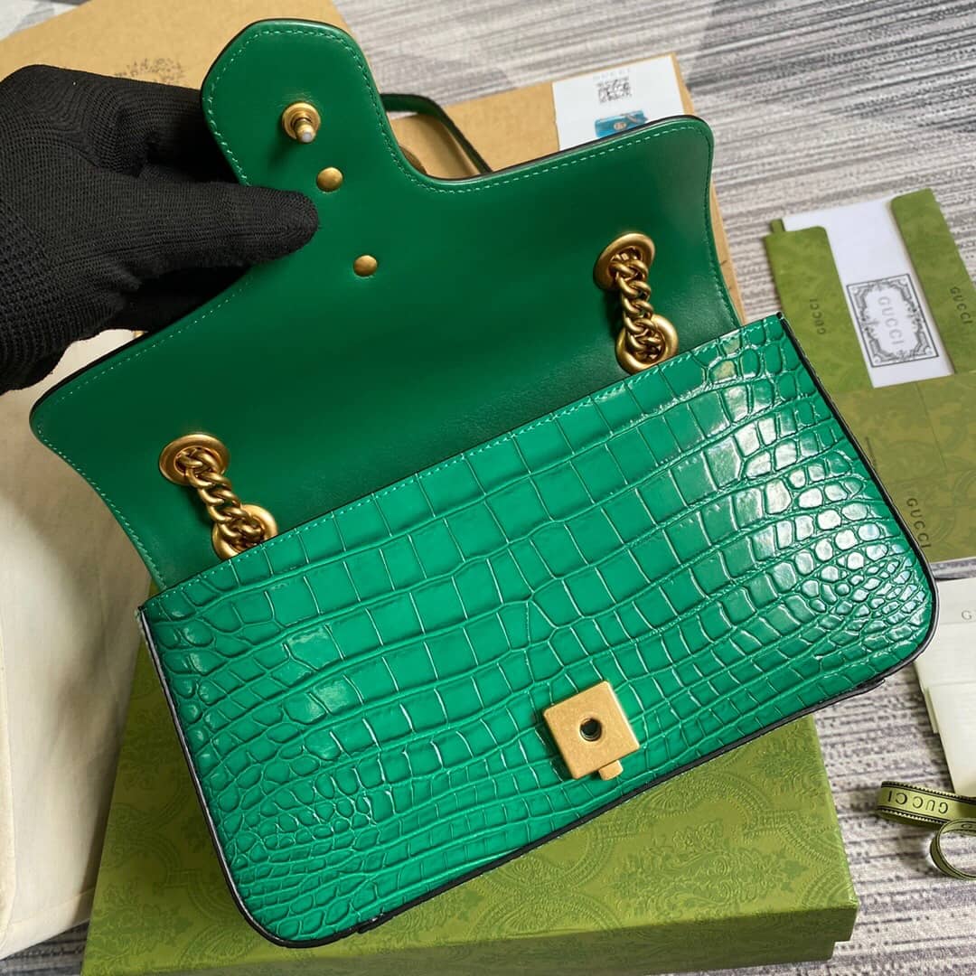 Gvc*1 GG Marmont Matelasse Shoulder Bag Replica Green 443497