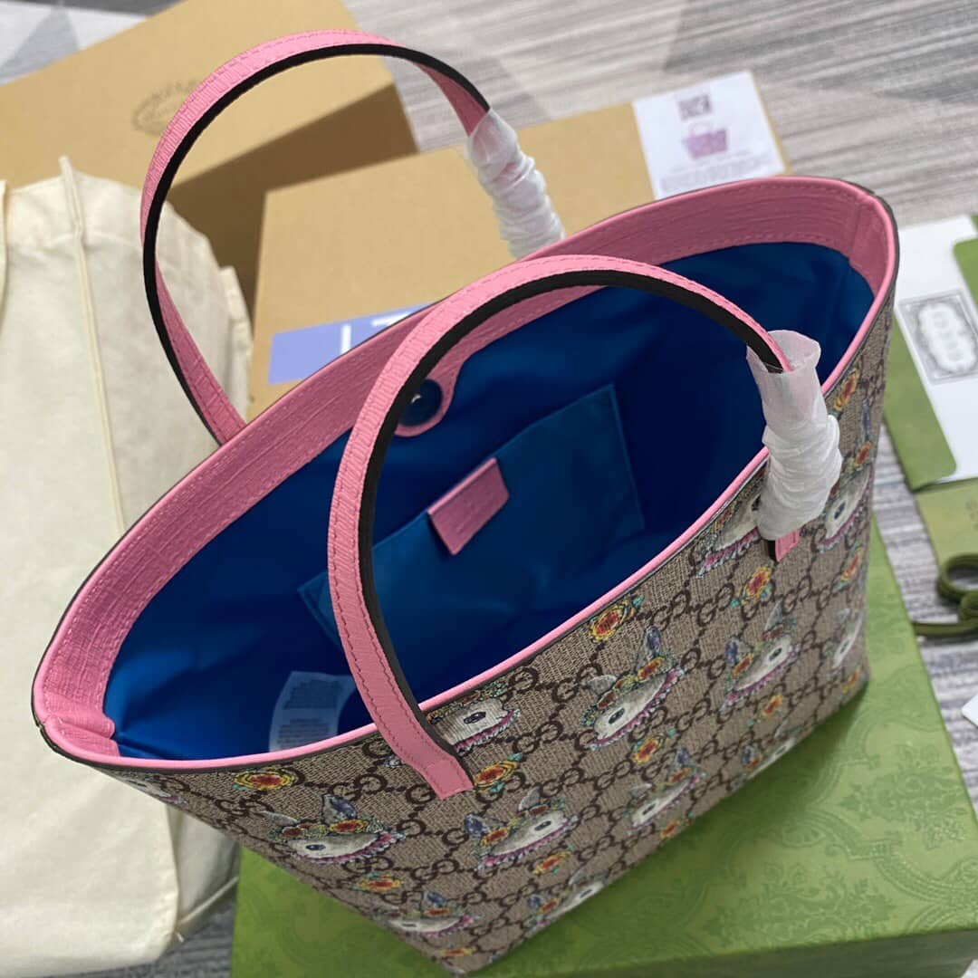Gvc*1 Children GG Svp*me Canvas Replica Tote Brown 410812