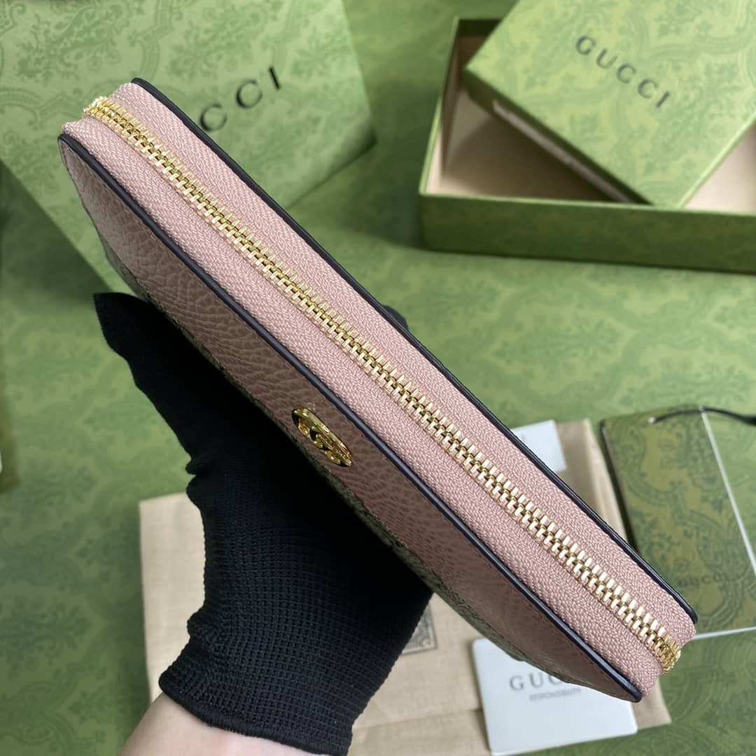 Gvc*1 GG Marmont Leather Zip Long Wallet Replica 456117