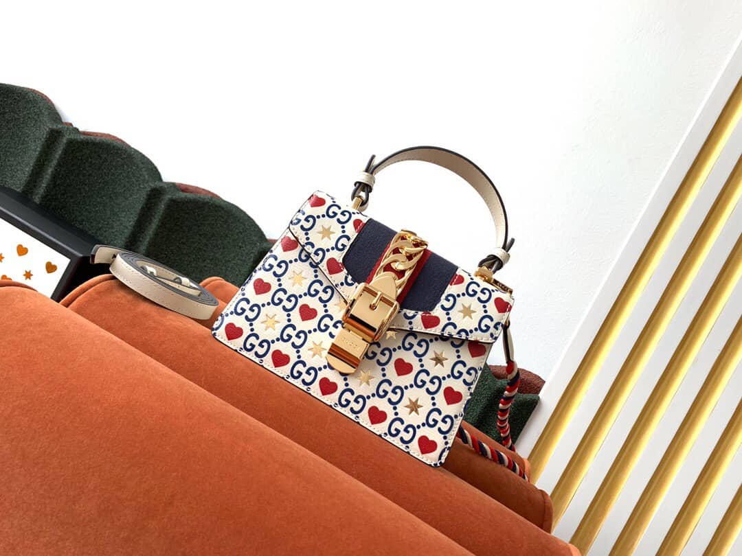 Gvc*1 Sylvie Leather Mini Shoulder Bag Replica White Blue 470270
