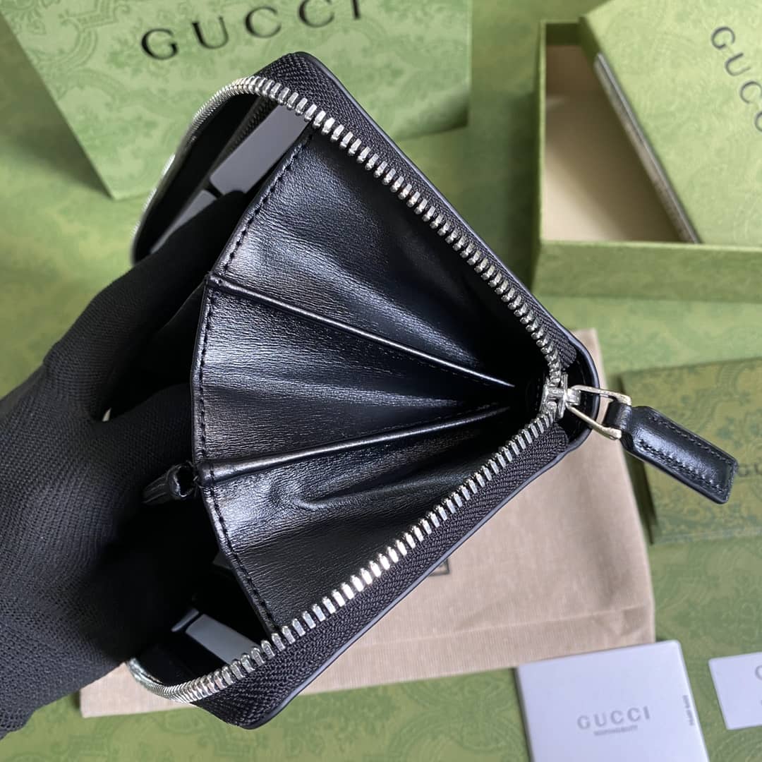 Gvc*1 GG Marmont Leather Zip Around Wallet Replica 428736