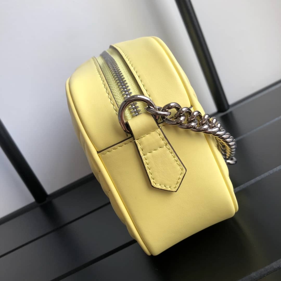 Gvc*1 Handbag Dupes GG Marmont Small Shoulder Handbag Camera Bag Replica Yellow 447632