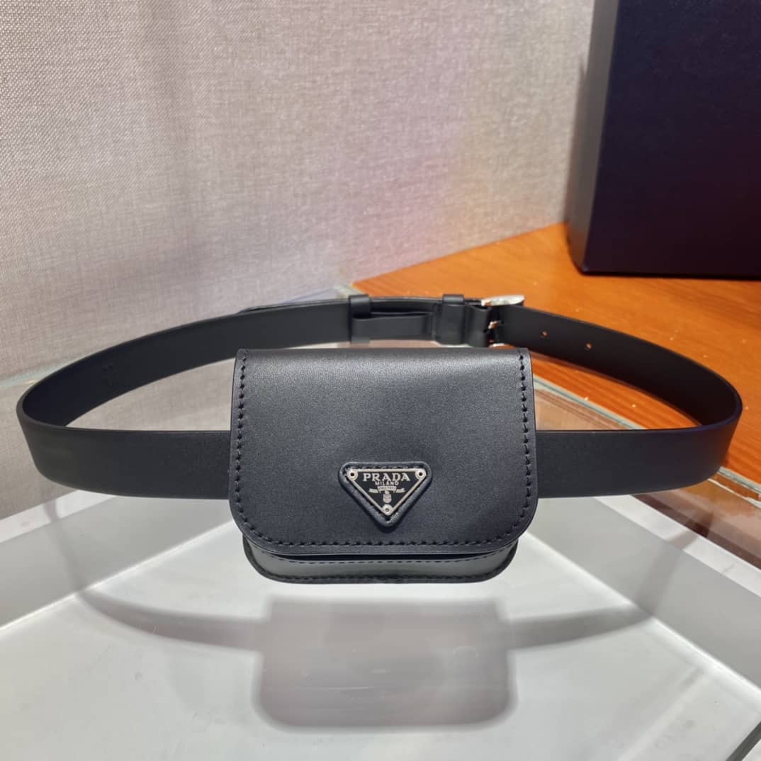 Replica Pra*as Womens Leather Belt With Pouch