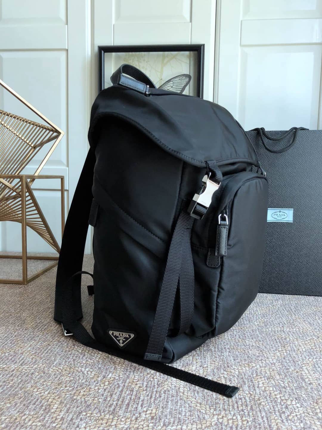 Pra*a Backpack Dupe Nylon Leather Replica