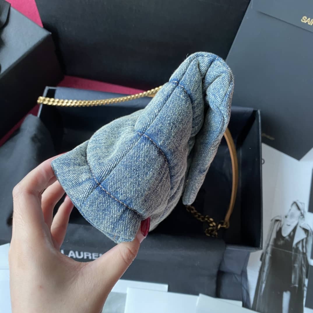 Sa1nt Lau*nt Loulou Denim Shoulder Bag