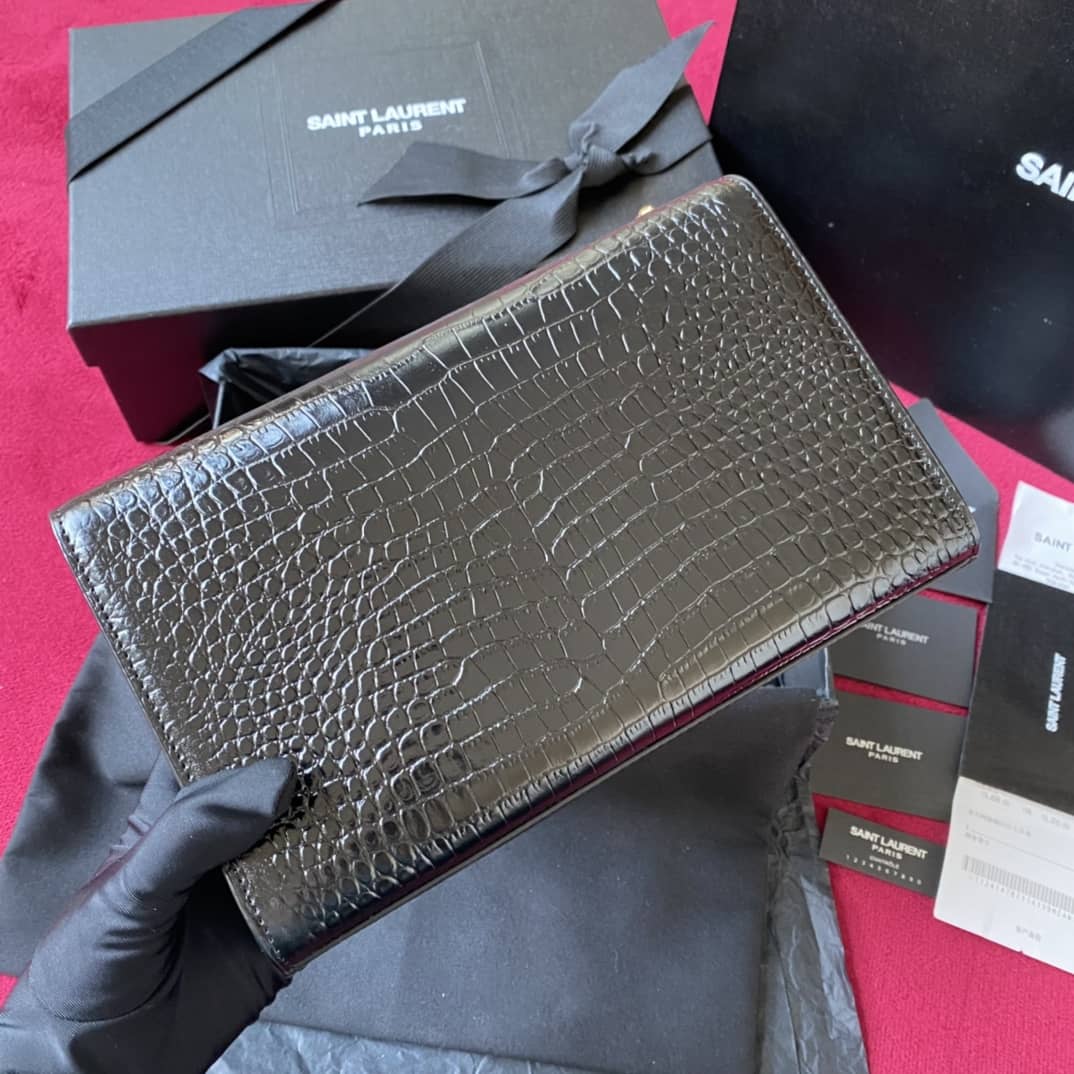 Y51 Monogram Kate Tassel Embossed Crocodile Shiny Leather Cohotbag
