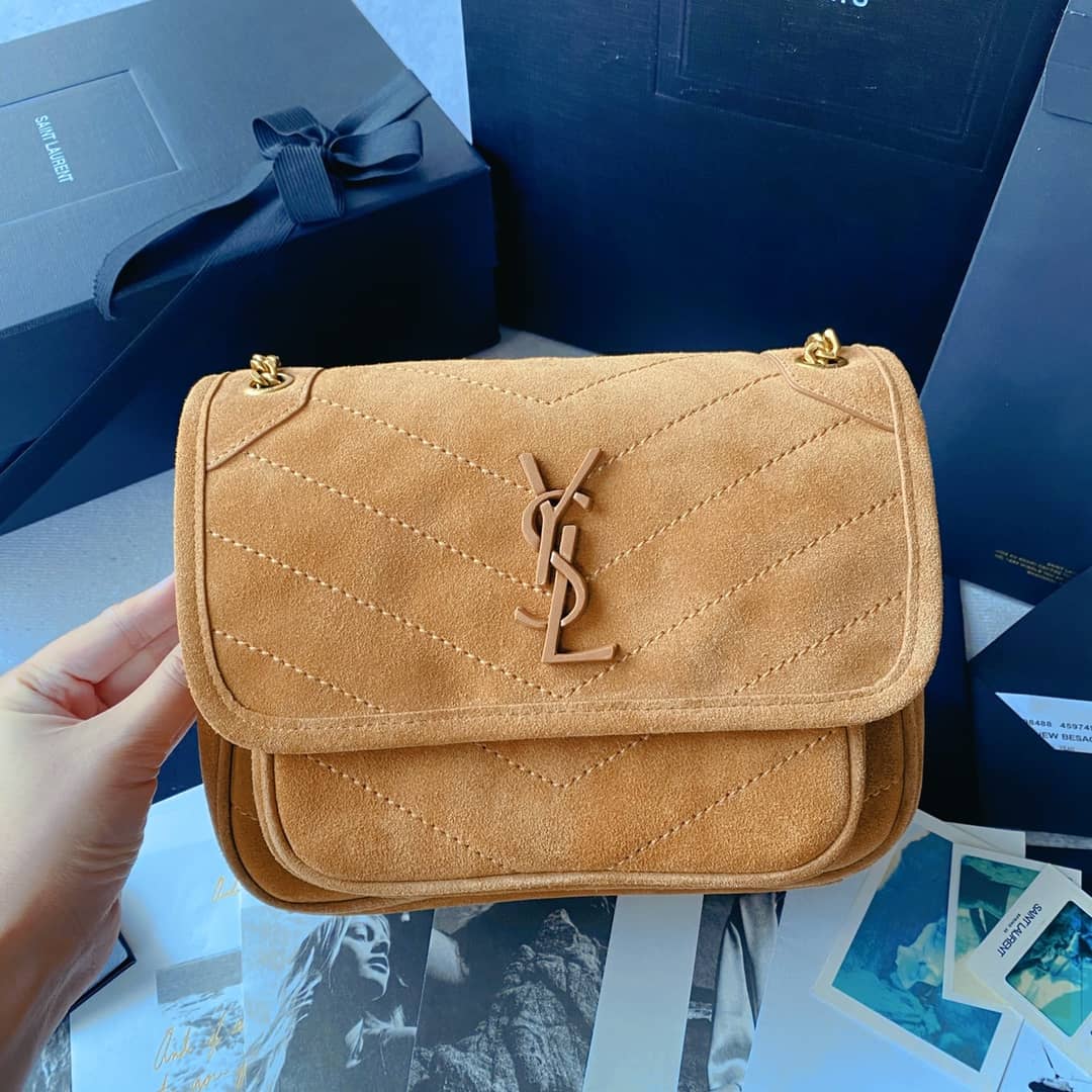 Y51 Dupes Bags Niki Small In Suede Leather Caramel Bag(ColaReps)