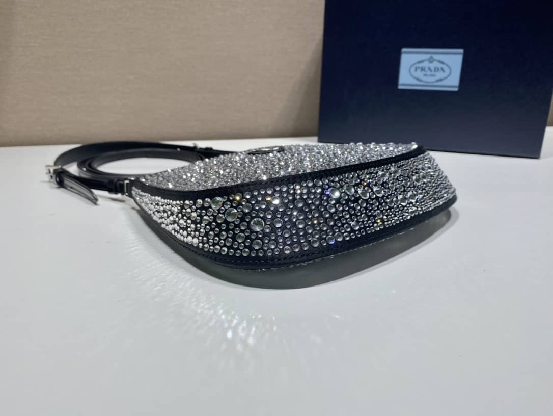 Replica Pra*as Cleo Satin Bag With Appliqusin In Wisteria