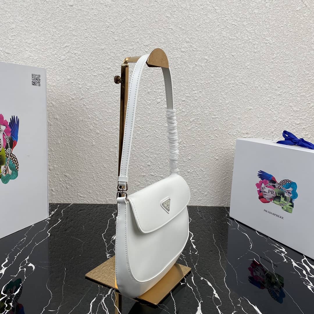 Pra*a Cleo Bag Dupe Brushed Leather Flap Replica Shoulder Bag