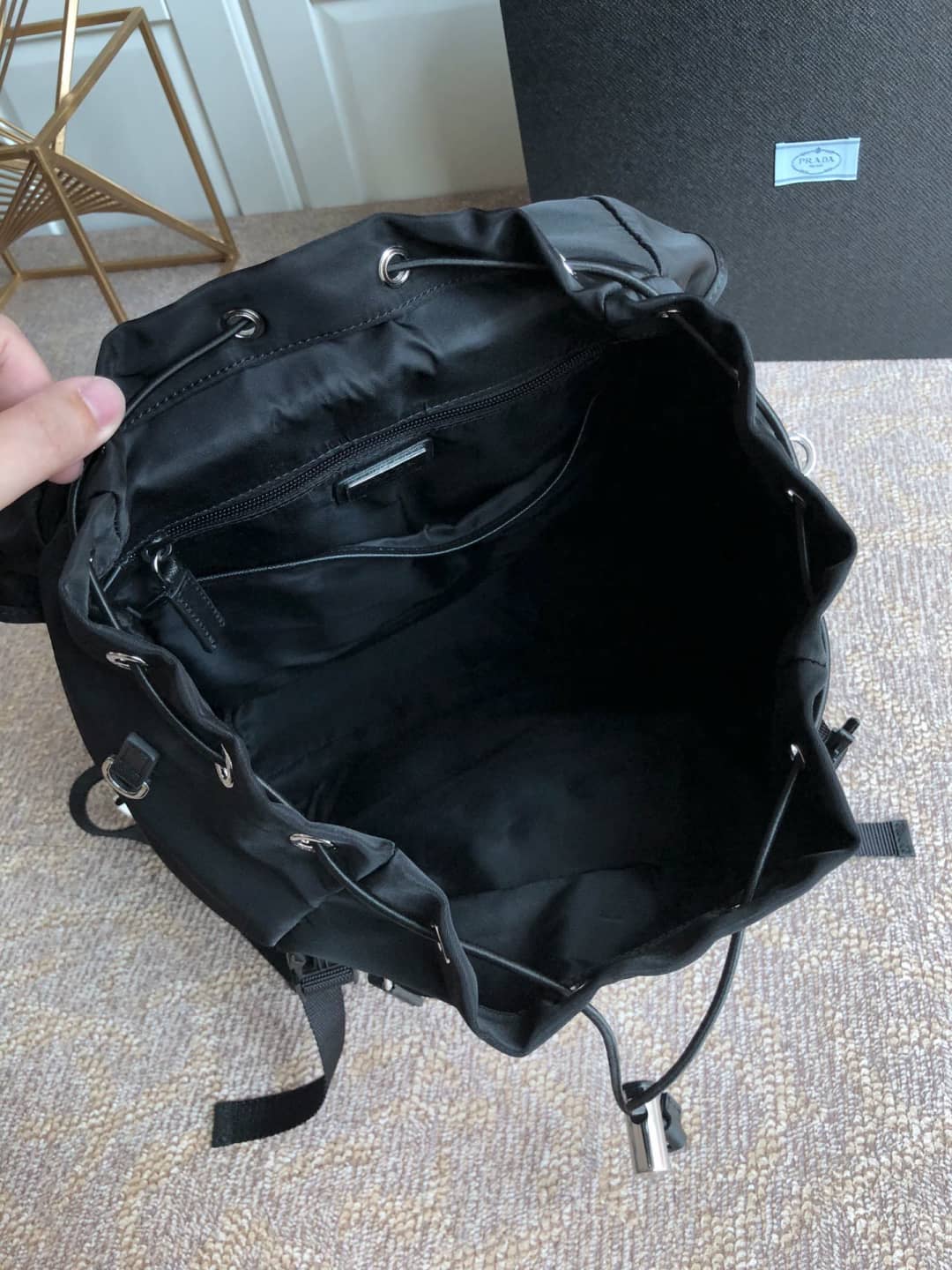 Pra*a Backpack Dupe Nylon Leather Replica