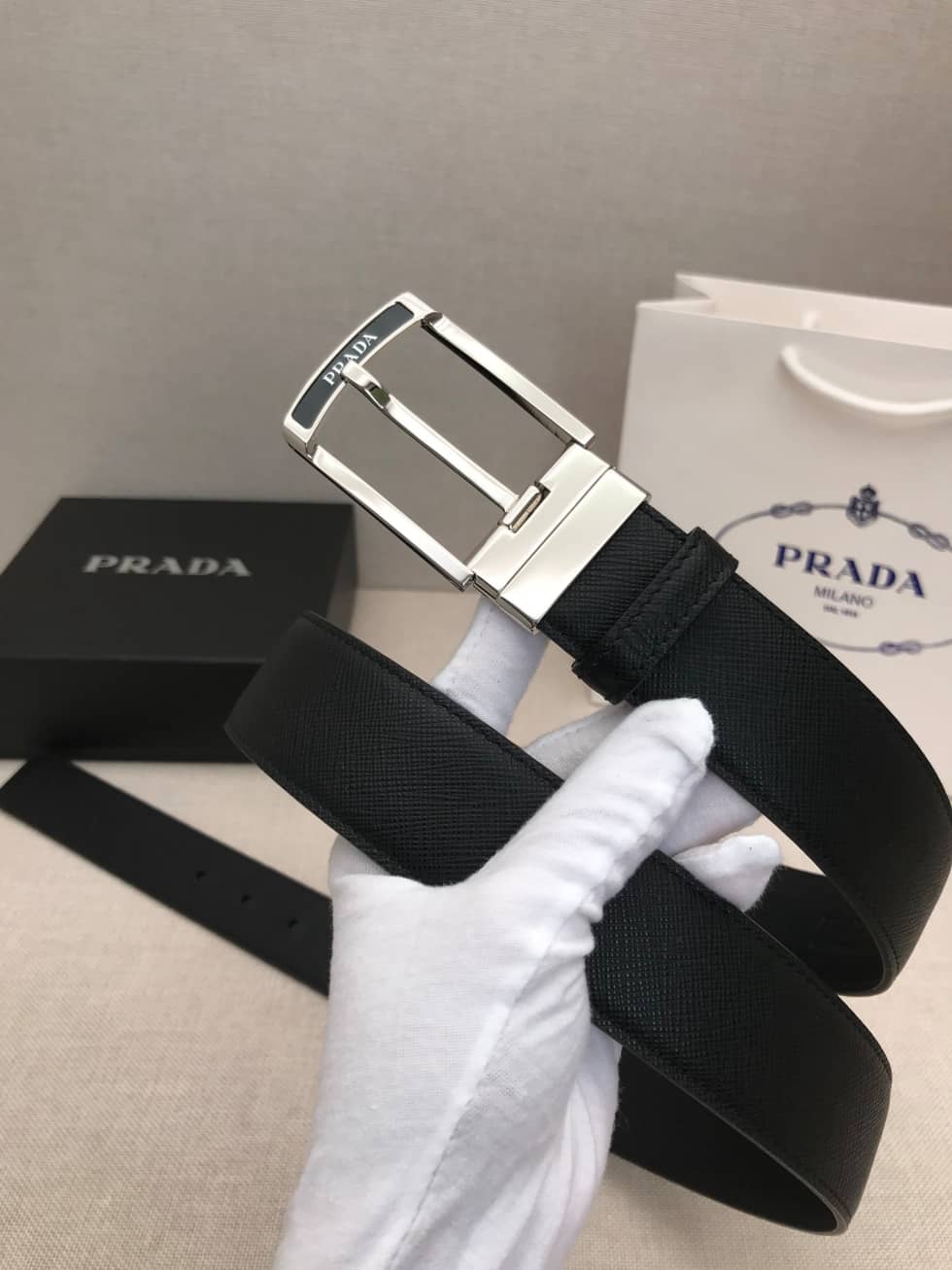 Knockoff Pra*a Logo Belt 35mm