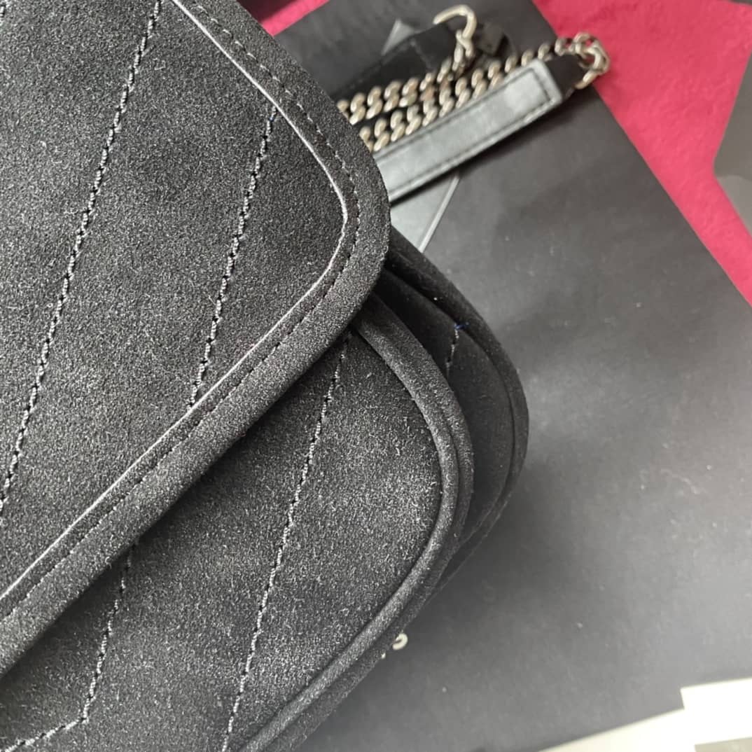 Y51 Dupes Bags Niki Small In Frosted Leather Black Bag