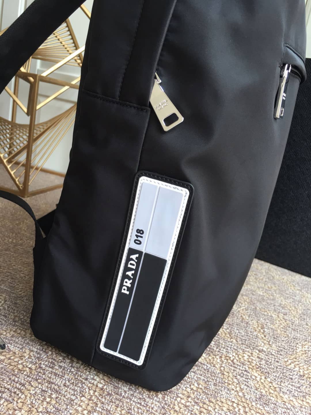 Pra*a Backpack Dupe Nylon Tessuto Palme Zaino