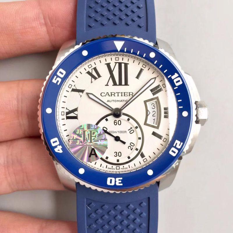 Replica Calibre De Ca*t1er Diver WSCA0011 JF Factory 1:1 Best Edition Swiss ETA2836-2 White Dial