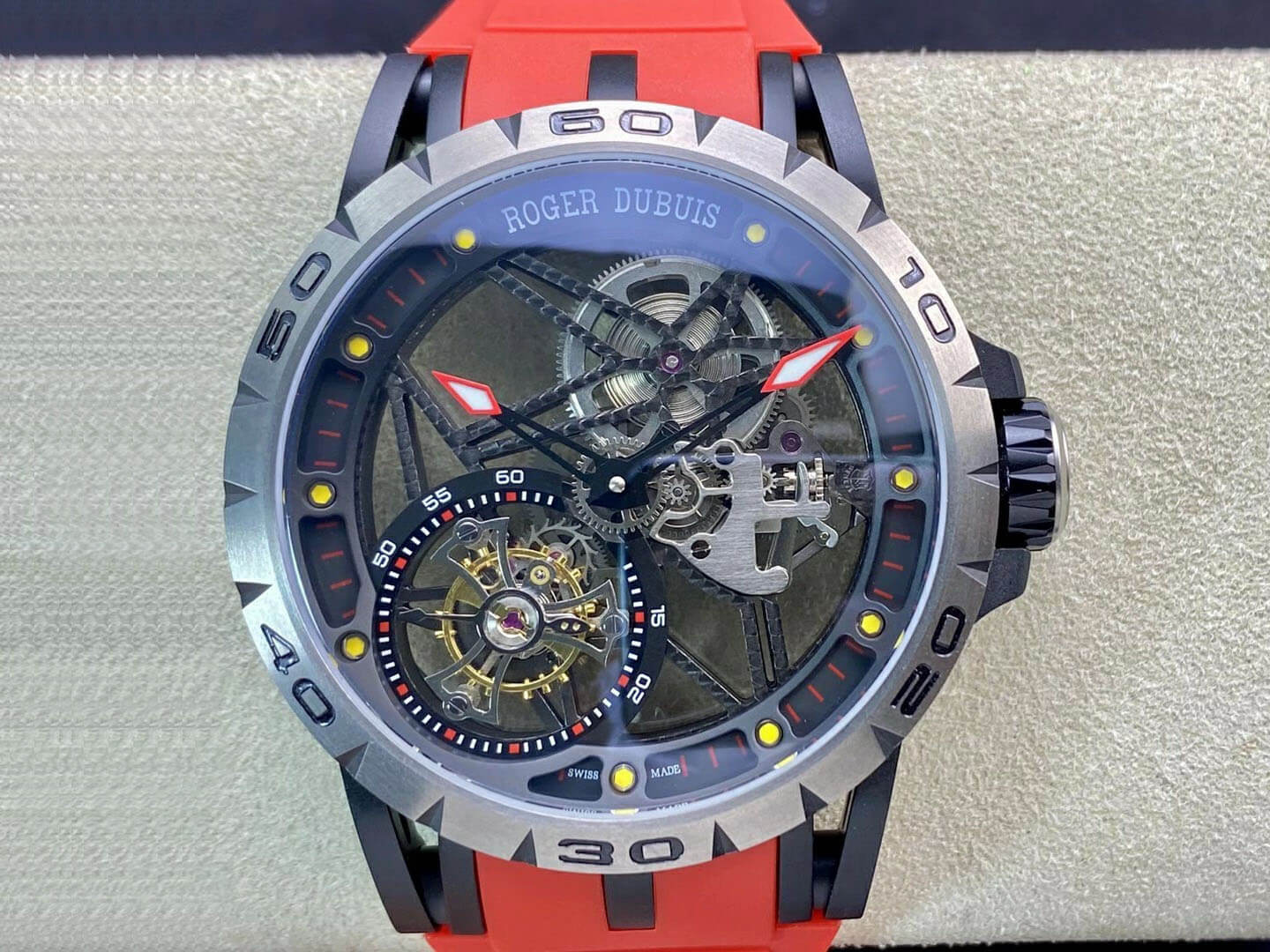 Replica Roger Dubuis Excalibur RDDBEX0549 1:1 Best Edition BBR Factory Tourbillon Skeleton Dial