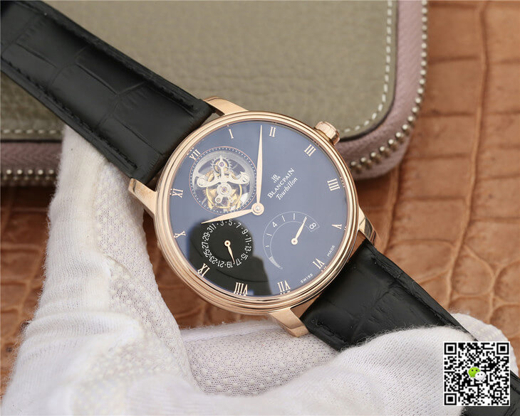 Replica Blancpain Villeret 6025-3642-55B 1:1 Best Edition JB Factory Gold Case Black Dial