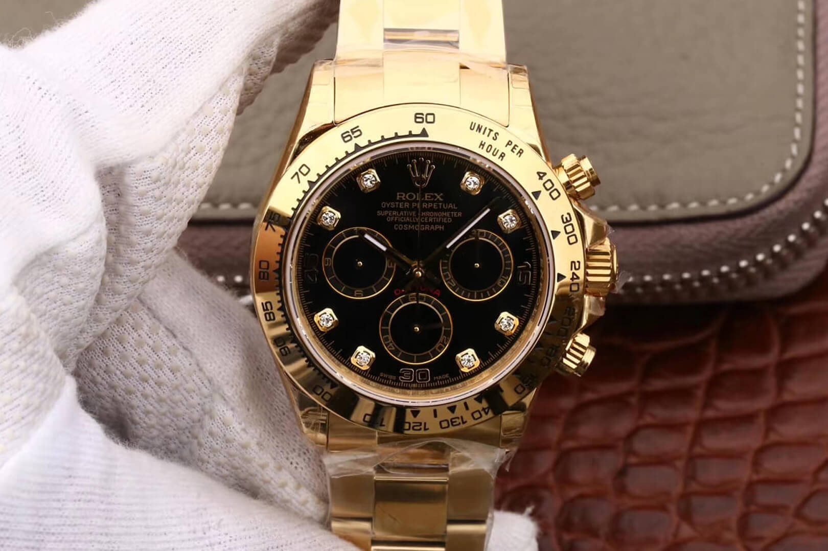Replica R01ex Daytona Cosmograph M116508-0008 1:1 Best Edition JH Factory Yellow Gold D1am0nds Dial