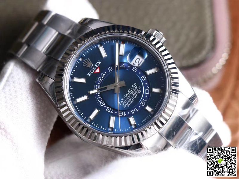 Replica R01ex Sky Dweller M326934-0003 1:1 Best Edition Noob Factory Blue Dial Swiss ETA9001