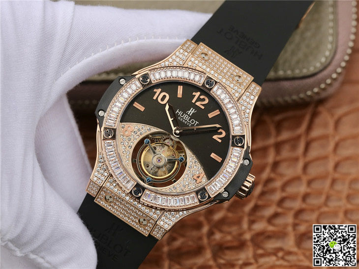 Replica Hublot Big Bang Tourbillon 1:1 Best Edition Rose Gold Black Dial