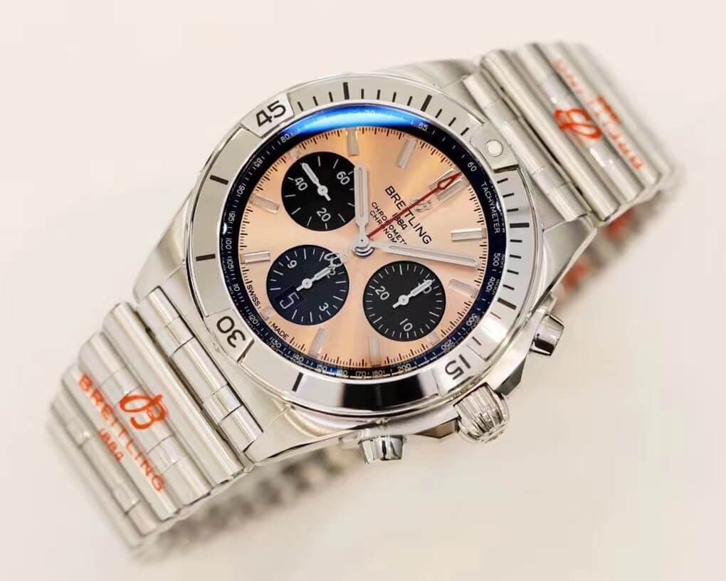 Replica Breitling Chronomat AB0134101K1A1 1:1 Best Edition GF Factory Rose Gold Dial