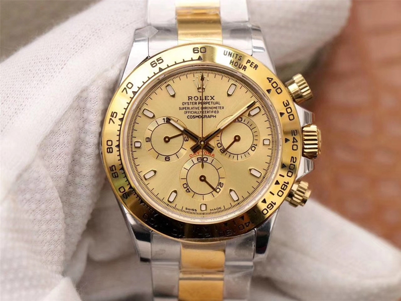 R01ex Daytona Replica Cosmograph M116503-0003 1:1 Best Edition Noob Factory Gold Dial Swiss ETA4130