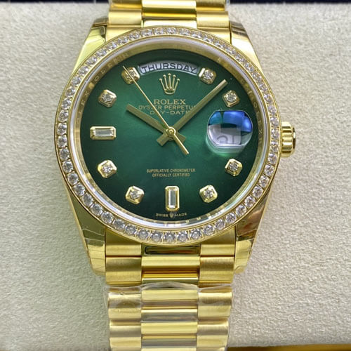 Replica R01ex Day Date M128348RBR-0035 1:1 Best Edition EW Factory Gradient Green Dial