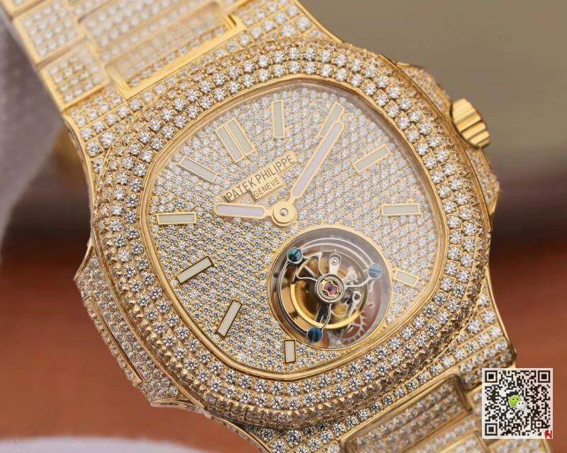 Pat*k Phi1i*pe Replica Nautilus Tourbillon 18K Yellow Gold R8 Factory 1:1 Best Edition Swiss Hand-Winding Tourbillon Movement