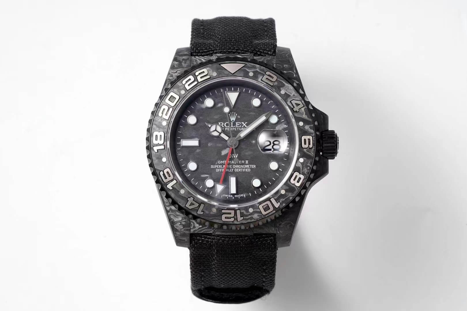 Replica R01ex GMT-MASTER II Diw 1:1 Best Edition Carbon Fiber Black Fabric Strap