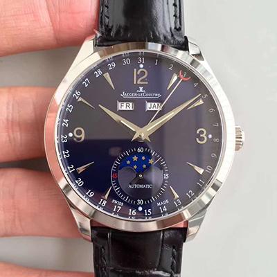 Replica Jaeger-LeCoultre Master Calendar KM factory 1:1 Best Edition Swiss ETA866 Black Leather Strap