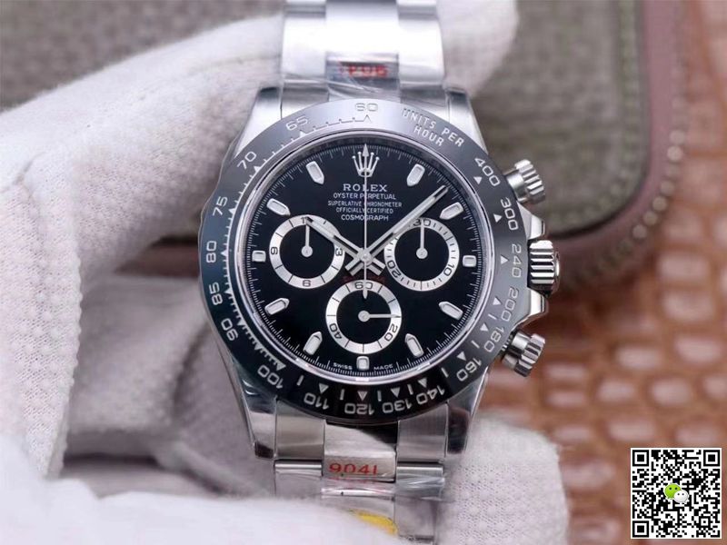 Replica R01ex Cosmograph Daytona M116500LN-0002 1:1 Best Edition Noob Factory Black Dial Swiss ETA4130