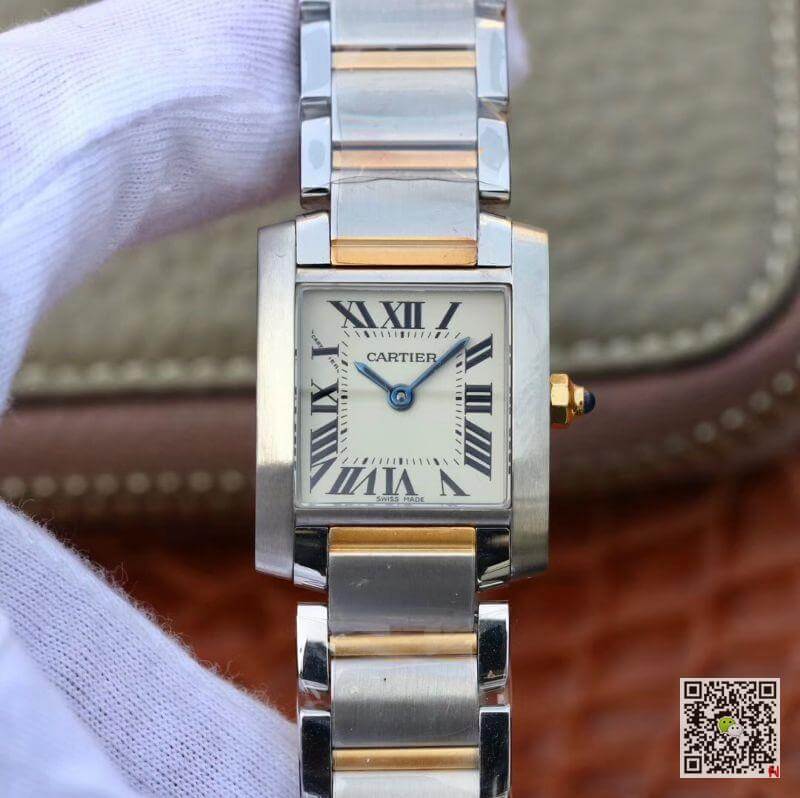 Ca*t1er Replica Tank Francaise Ladies Two Tone W51007Q4 1:1 Best Edition Swiss Quartz