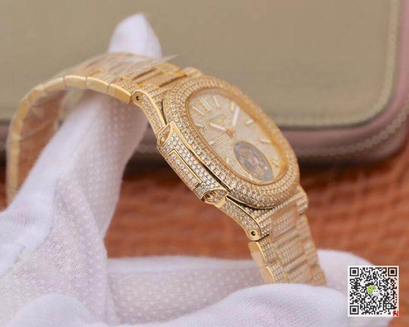 Pat*k Phi1i*pe Replica Nautilus Tourbillon 18K Yellow Gold R8 Factory 1:1 Best Edition Swiss Hand-Winding Tourbillon Movement