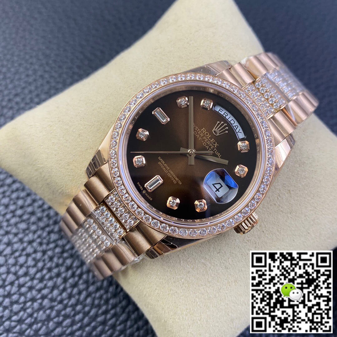 Replica R01ex Day Date M128345rbr-0041 1:1 Best Edition EW Factory Brown Dial