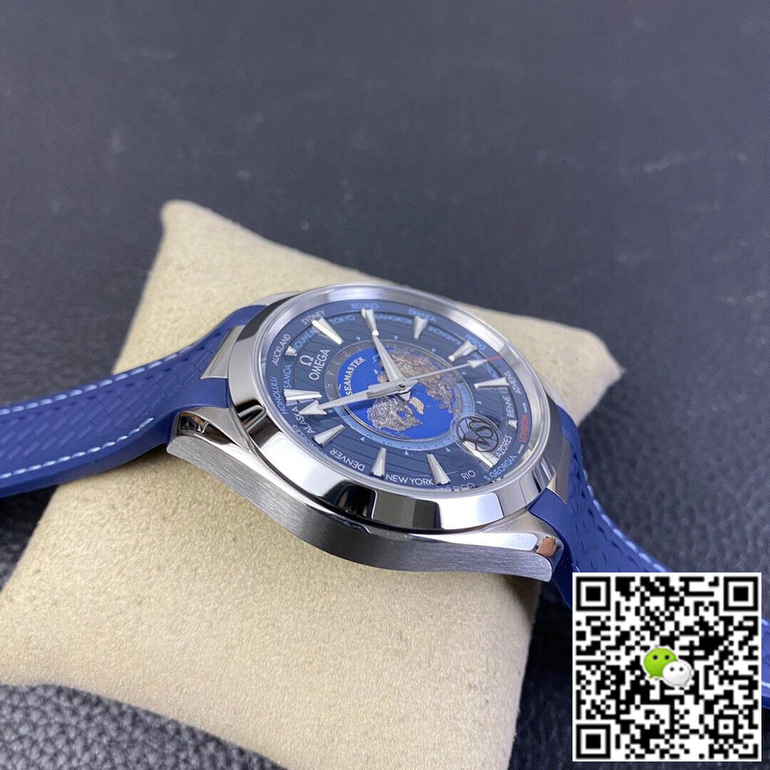 Replica 0me*ga Seamaster Aqua Terra GMT Worldtimer 220.12.43.22.03.001 1:1 Best Edition VS Factory Blue Dial Swiss ETA8938