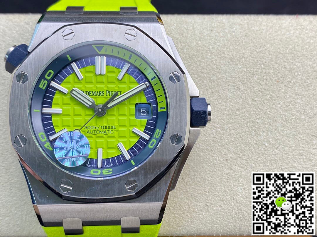 Replica Audemars P1g*et Royal Oak Offshore Diver 15710ST.OO.A038CA.01 JF Factory 1:1 Best Edition Swiss ETA3120 Green Textured Dial
