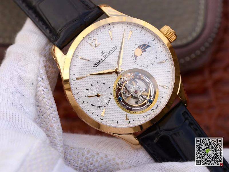 Replica Jaeger-LeCoultre Master Grande Tourbillon Mechanical Watches 1:1 Best Edition Swiss Tourbillon 18K gold White Dial