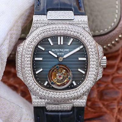 Pat*k Phi1i*pe Replica Nautilus Jumbo 5711 R8 Factory 1:1 Best Edition Swiss Tourbillon Blue Dial