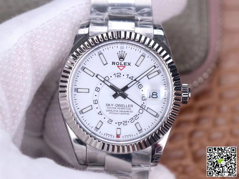 Replica R01ex Sky Dweller M326934-0001 1:1 Best Edition Noob Factory White Dial Swiss ETA9001