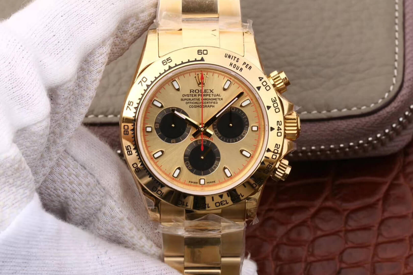 Replica R01ex Daytona 116508 1:1 Best Edition JH Factory Yellow Gold Black Chronograph