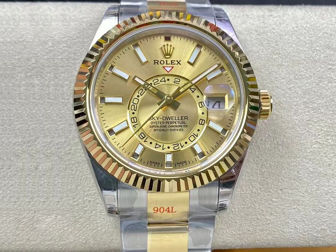 Replica R01ex Sky Dweller M326933-0001 V2 1:1 Best Edition Noob Factory Champagne Dial