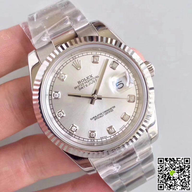 R01ex Dupe Datejust II 116334-0009 1:1 Best Edition Swiss ETA2836 Silver Dial D1am0nd Marker