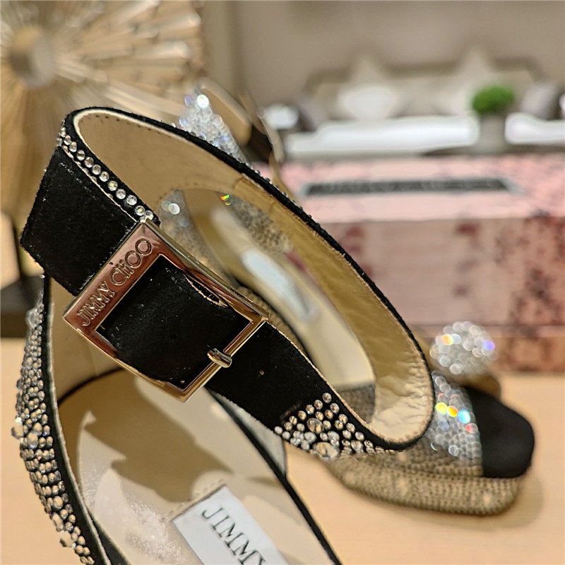 J1m*y Ch00 high heel D1am0nd chain sandals