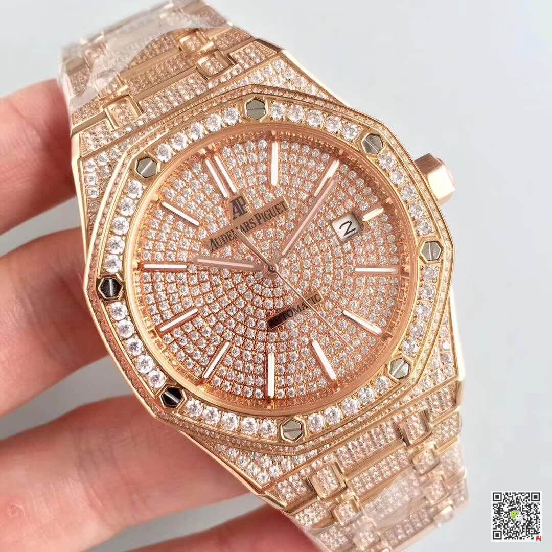 Replica Audemars P1g*et Royal Oak 1:1 Best Edition Swiss ETA3120 Full D1am0nd Stainless Steel Bracelet