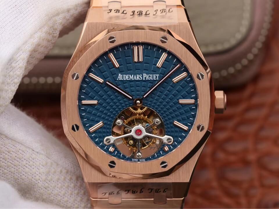 Replica Audemars P1g*et Royal Oak Tourbillon 26522OR.OO.1220OR.01 1:1 Best Edition JF Factory Blue Dial