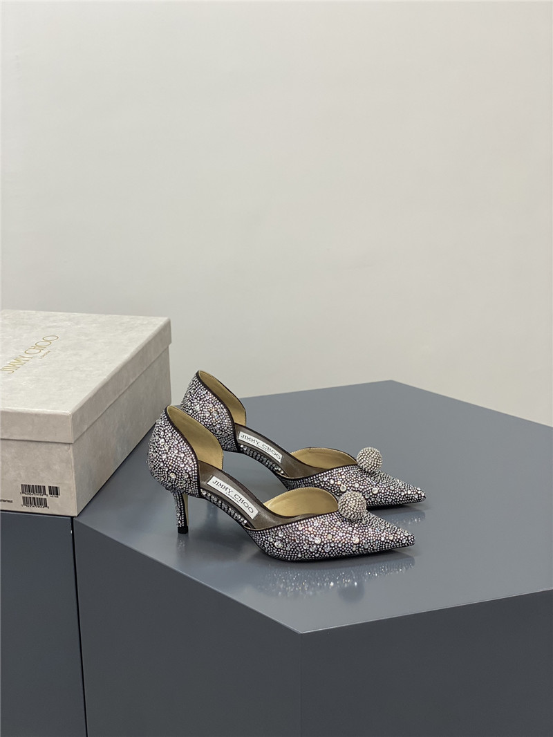 J1m*y Ch00 jc high-heeled crystal slipper shoes