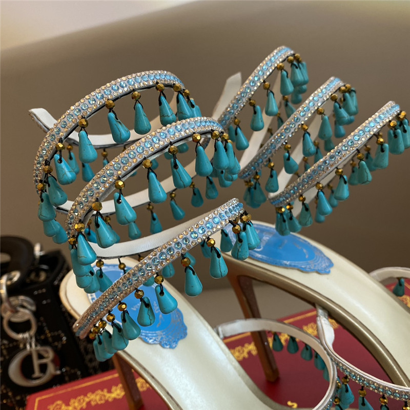 Rene Caovilla Dupe Classic snake wrap sandals