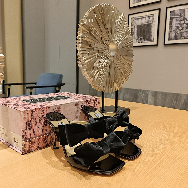 J1m*y Ch00 bow heels dupe bow crinkle sandals