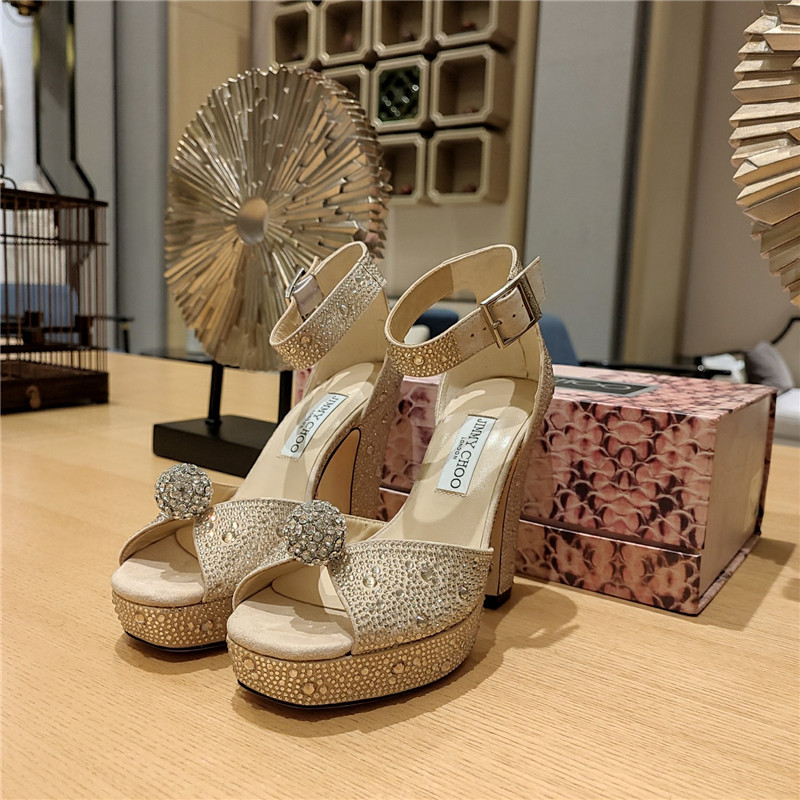 J1m*y Ch00 high heel D1am0nd chain sandals
